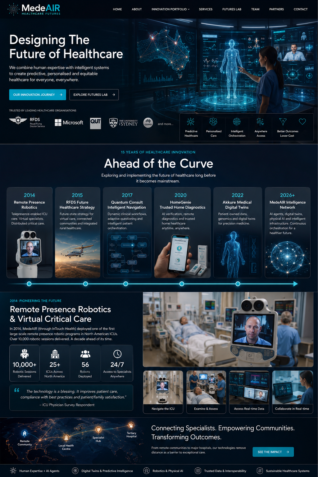 Designing the future of healthcare — clinician interacting with a digital twin inside the MEDeAIR command centre
